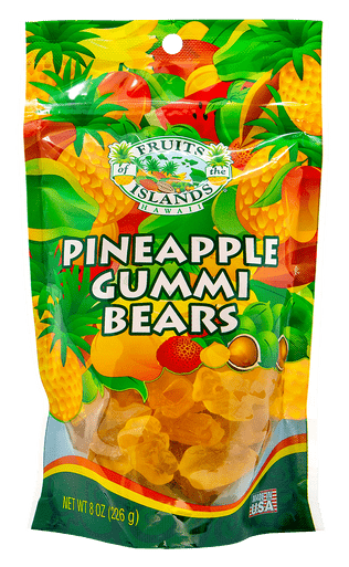 フムパパ　ハワイ　hawaii Fruits of the Island Gummi Bears 8oz - Pineapple
