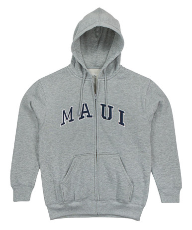 Sweatshirt Zip Up Hoodie - Maui Logo Design: Gray 