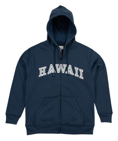 Sweatshirt Zip Up Hoodie - Hawaii Logo Design: Navy