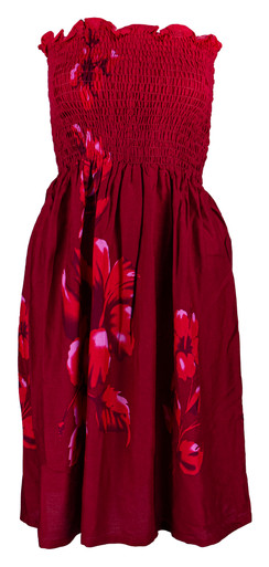 Watercolor Hibiscus Red A-Line Dress with Cap Sleeves main image 0