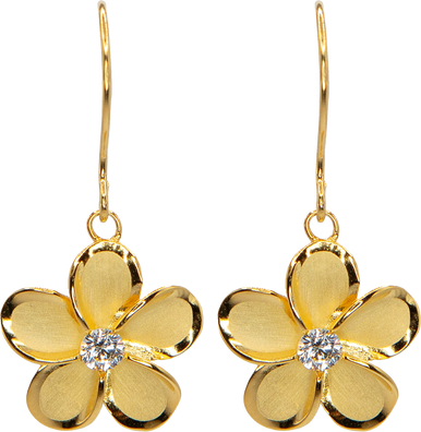Moana Collection Gold Dangle Earring: Plumeria