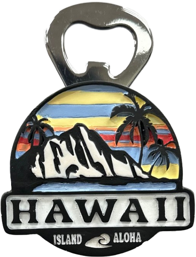 Island Memories Polyresin Bottle Opener Magnet - Tropical Sunset