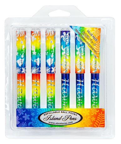 Island Pens 6 Pack - Rainbow Hawaii