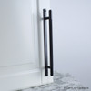 Century, Diamond Knurling, 6 5/16" (160mm) Brass Knurled Bar Pull with Backplate, Matte Black, installed