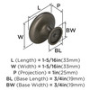 Amerock, Everyday Basics, Inspirations, 1 5/16" Round Knob, Weathered Nickel - technical