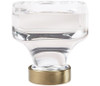 Amerock, Glacio, 1 3/8" Square Knob, Clear with Golden Champagne