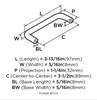 Amerock, Everyday Basics, Wire Pulls, 3 1/2" Wire Pull, Brushed Chrome - technical back