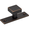 Top Knobs, Barrington, Channing, 1 1/16" Square Knob, Umbrio - with Backplate (Angled View)