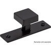 Top Knobs, Barrington, Channing, 1 1/16" Square Knob, Flat Black - with Backplate (Angled View)