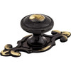 Top Knobs, Brittania, Canterbury 1 1/4" Round Knob with Backplate, Dark Antique Brass - alt view