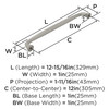 Amerock, Kane, 12" (305mm) Appliance Pull, Satin Nickel - technical