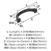 Amerock, Revitalize, 3" Curved Pull, Oil Rubbed Bronze - technical