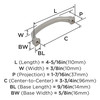 Amerock, Revitalize, 3 3/4" (96mm) Curved Pull, Satin Nickel - technical