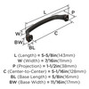 Amerock, Revitalize, 5 1/16" (128mm) Curved Pull, Oil Rubbed Bronze - technical