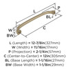 Amerock, Revitalize, 12" (305mm) Appliance Pull, Golden Champagne - technical
