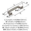 Amerock, Westerly, 3" Straight Pull, Satin Nickel - technical