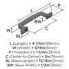 Amerock, Westerly, 3" Straight Pull, Graphite - technical