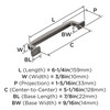 Amerock, Westerly, 5 1/16" (128mm) Straight Pull, Graphite - technical