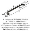 Amerock, Westerly, 12" (305mm) Appliance Pull, Graphite - technical