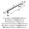 Amerock, Westerly, 18" Appliance Pull, Graphite - technical