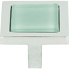 Atlas Homewares, Spa, 1 1/4" Square Knob, Green with Polished Chrome