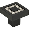 Atlas Homewares, Crystal, 1 3/8" Square Knob, Crystal with Matte Black - alt view 2