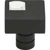 Atlas Homewares, Crystal, 1" Off Center Crystal Square Knob, Crystal with Matte Black