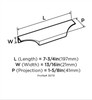 Amerock, Extent, 4 9/16" (7 3/4" Total Length) Tab Pull, Polished Chrome - technical front