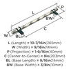 Amerock, London, 8" Bar Pull, Black Bronze / Polished Nickel- technical