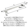 Amerock, Appoint, 7 9/16" (192mm) Straight Pull, Polished Chrome - technical