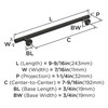 Amerock, Radius, 7 9/16" (192mm) Bar Pull, Matte Black - technical Amerock, Radius, 7 9/16" (192mm) Bar Pull, Matte Black - technical