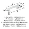 Amerock, Everyday Basics, Rift, 3 3/4" (96mm) Curved Pull, Polished Chrome - technical