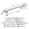 Amerock, Winsome, 8 13/16" (224mm) Bar Pull, Satin Nickel - technical