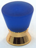 Cal Crystal, Athens, Polyester Cone with Solid Brass 25mm Knob, Blue, shown in Polished Brass