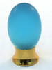 Cal Crystal, Athens, Polyester Oval with Solid Brass 20mm Knob, Light Blue, shown in Polished Brass