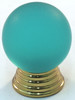 Cal Crystal, Athens, Polyester Round with Solid Brass 25mm Knob, Turquoise, shown in Polished Brass