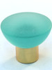 Cal Crystal, Athens, Polyester with Solid Brass Flat 33mm Knob, Turquoise, shown in Polished Brass