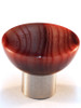 Cal Crystal, Athens Mixed Colors, Polyester and Brass 33mm Round Knob, Gloss Red, shown with a satin nickel base