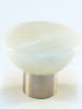 Cal Crystal, Athens Mixed Colors, Polyester and Brass 33mm Round Knob, Gloss White, shown with a satin nickel base