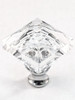 Cal Crystal, Crystal, 1 1/4" Square Knob, Clear, shown in Polished Chrome