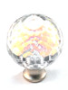 Cal Crystal, Crystal, 1 3/16" Round Knob, Clear Prism, shown in Satin Nickel