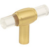 Jeffrey Alexander, Carmen, 2" Pull T Knob, Clear with Brushed Gold