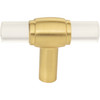 Jeffrey Alexander, Carmen, 2" Pull T Knob, Clear with Brushed Gold - alternate view