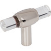 Jeffrey Alexander, Carmen, 2" Pull T Knob, Clear with Polished Nickel