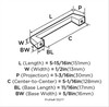 Amerock, Blackrock, 5 1/16" (128mm) Straight Pull, Satin Nickel - technical back