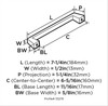 Amerock, Blackrock, 6 5/16" (160mm) Straight Pull, Satin Nickel - technical back Amerock, Blackrock, 6 5/16" (160mm) Straight Pull, Satin Nickel - technical back