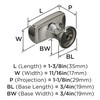 Amerock, Highland Ridge, 1 3/8" (35mm) Length Rectangle Knob, Polished Nickel - technical