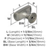 Amerock, Highland Ridge, 1 3/8" (35mm) Length Rectangle Knob, Satin Nickel - technical