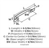 Amerock, Highland Ridge, 5 1/16" (128mm) Straight Pull, Polished Nickel - technical back