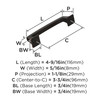 Amerock, Mulholland, 3 3/4" (96mm) Straight Pull, Oil Rubbed Bronze - technical